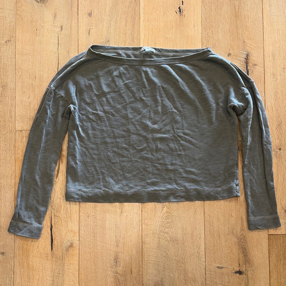 JAMES PERSE Women's Gray Long Sleeve Off The Shoulder Sweatshirt